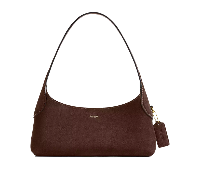 Coach Women's Brooklyn Shoulder Bag 26 Suede/Brass/Dark Chocolate