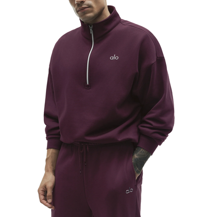 alo Men's Accolade 1/4 Zip Pullover Rich Bordeaux