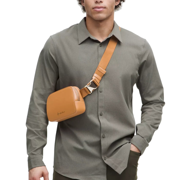 lululemon Unisex Everywhere Belt Bag 1L Leather Alternative Chestnut Brown/Gold