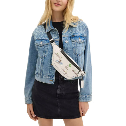Coach Unisex Warren Mini Belt Bag With Surf Print Gunmetal/Chalk Multi