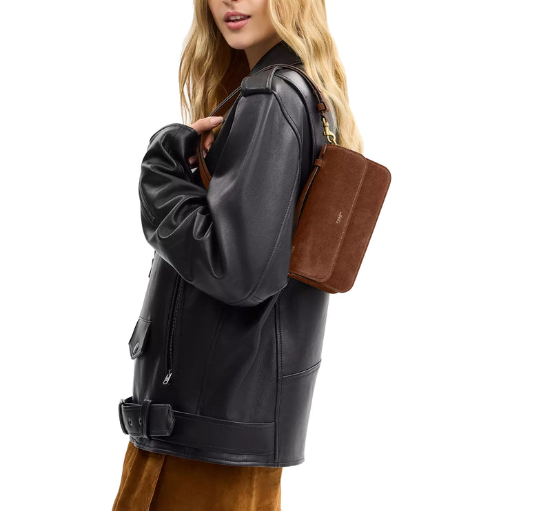 Coach Women's New York Elora Top Handle Crossbody Bag Brass/Warm Brown