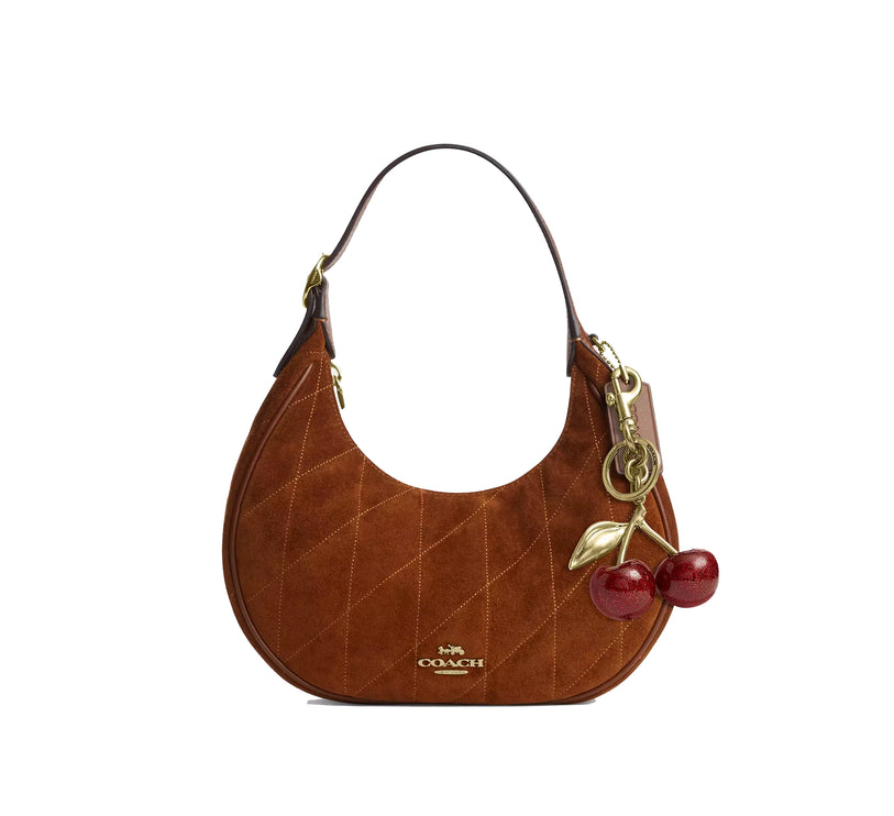 Coach Women's Emily Shoulder Bag With Quilting Suede/Gold/Warm Brown
