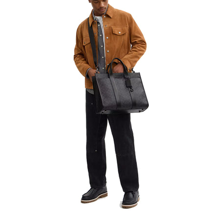Coach Unisex Wesley Tote In Signature Canvas Charcoal