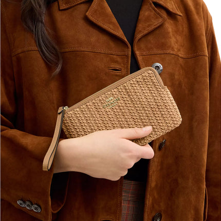 Coach Women's Large Corner Zip Wristlet Gold/Toast