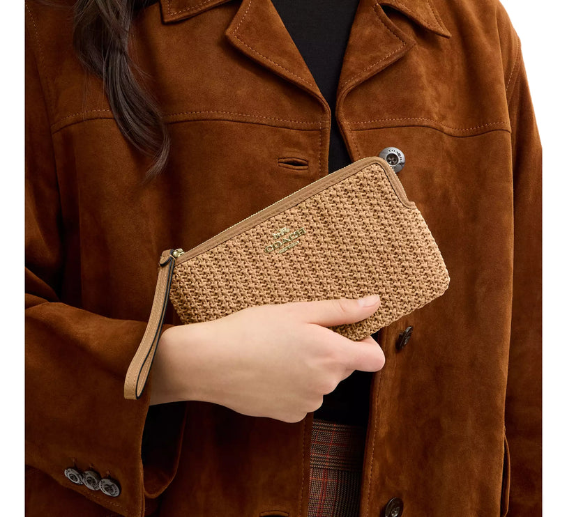 Coach Women's Large Corner Zip Wristlet Gold/Toast