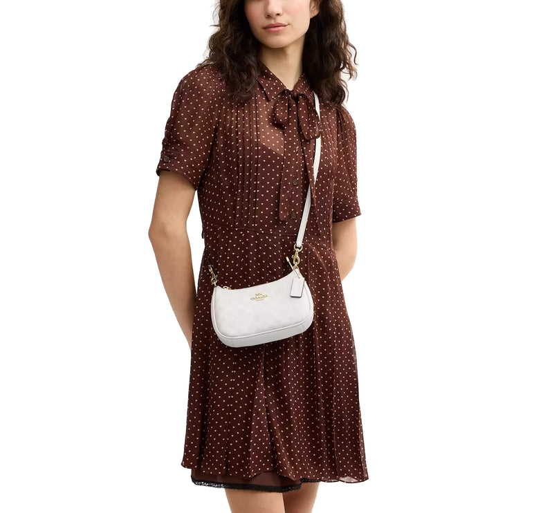 Coach Women's Teri Mini Crossbody Bag In Signature Canvas Gold/White/Chalk