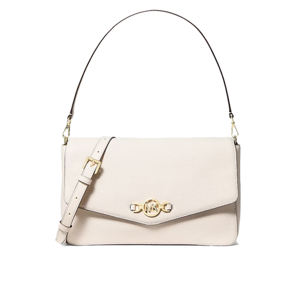 Michael Kors Women's Kacey Large Pebbled Leather Convertible Shoulder Bag Light Cream/Gold