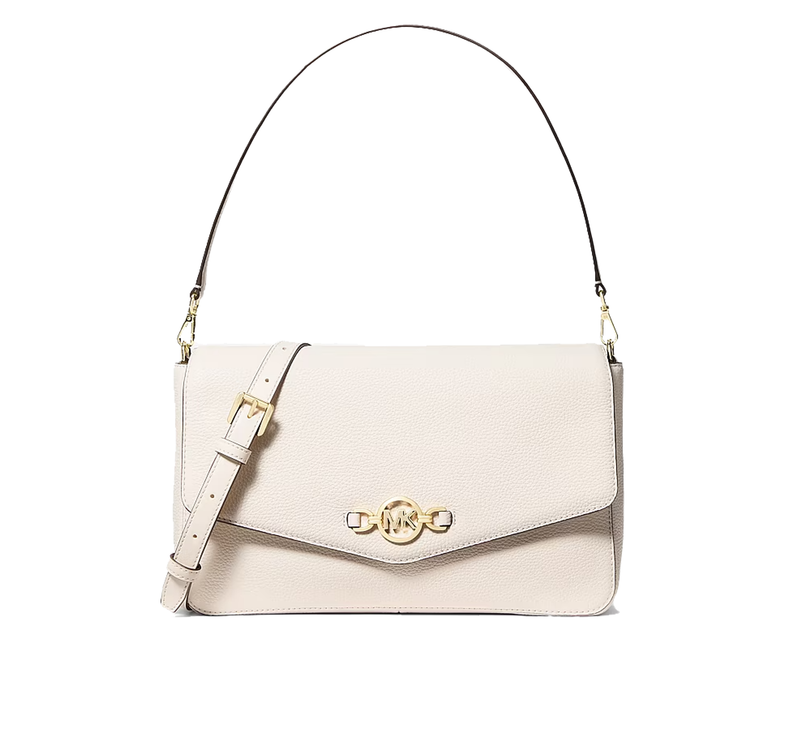 Michael Kors Women's Kacey Large Pebbled Leather Convertible Shoulder Bag Light Cream/Gold
