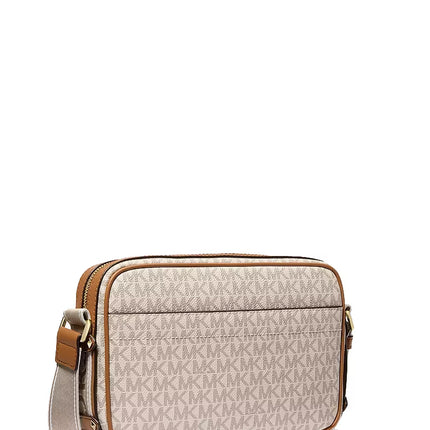 Michael Kors Women's Maeve Large Signature Logo Crossbody Bag Vanilla/Acorn/Gold
