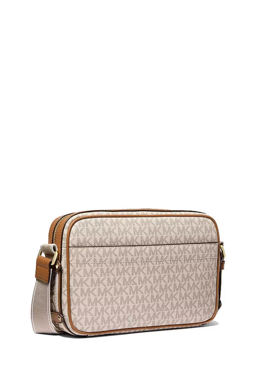 Michael Kors Women's Maeve Large Signature Logo Crossbody Bag Vanilla/Acorn/Gold