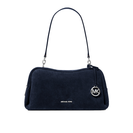 Michael Kors Women's Cecily Medium Suede Shoulder Bag Navy/Silver