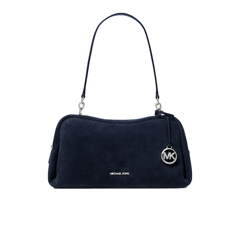 Michael Kors Women's Cecily Medium Suede Shoulder Bag Navy/Silver