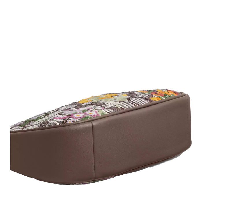 Coach Women's Teri Mini Crossbody Bag In Signature Jacquard With Floral Embroidery Gold/Oak Multi