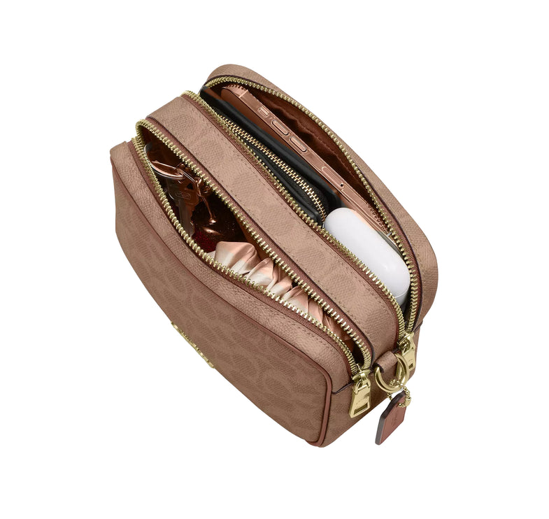 Coach Women's Mini Carey Crossbody Bag In Signature Canvas Gold/Tan/Brown