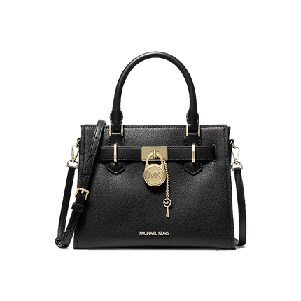 Michael Kors Women's Landon Small Leather Satchel Bag Black/Gold