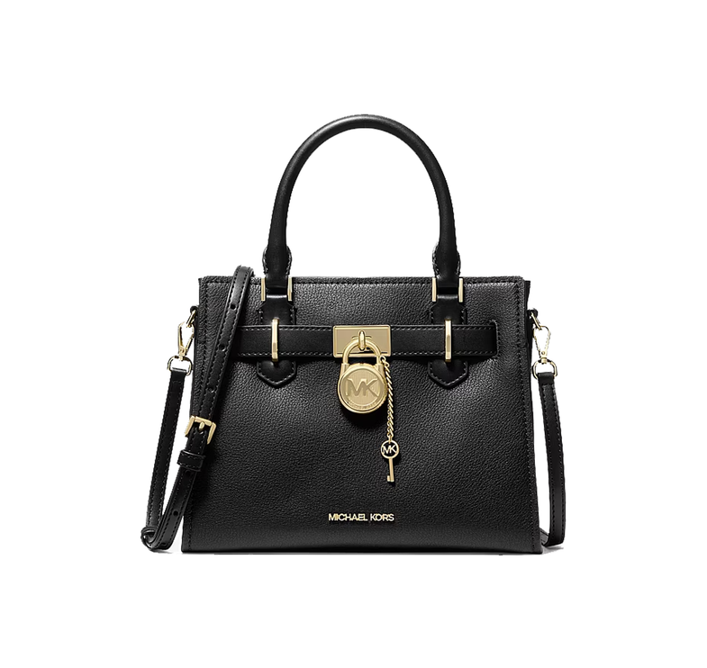 Michael Kors Women's Landon Small Leather Satchel Bag Black/Gold