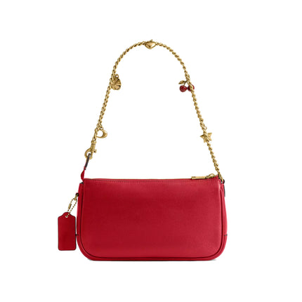 Coach Women's Plaza Bag With Charm Chain Strap Brass/Scarlet