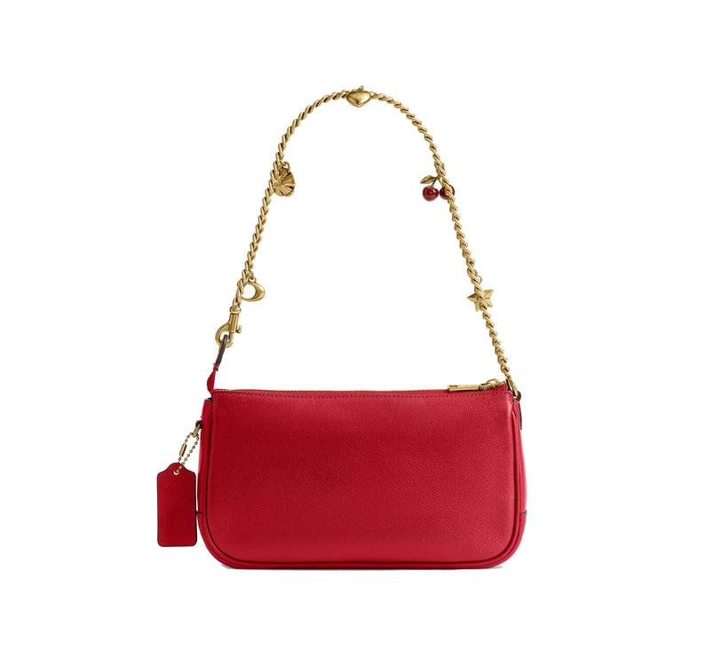 Coach Women's Plaza Bag With Charm Chain Strap Brass/Scarlet