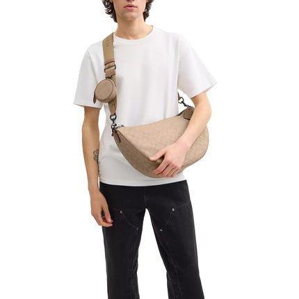 Coach Unisex Hall Soft Sling Bag 45 In Signature Jacquard Khaki