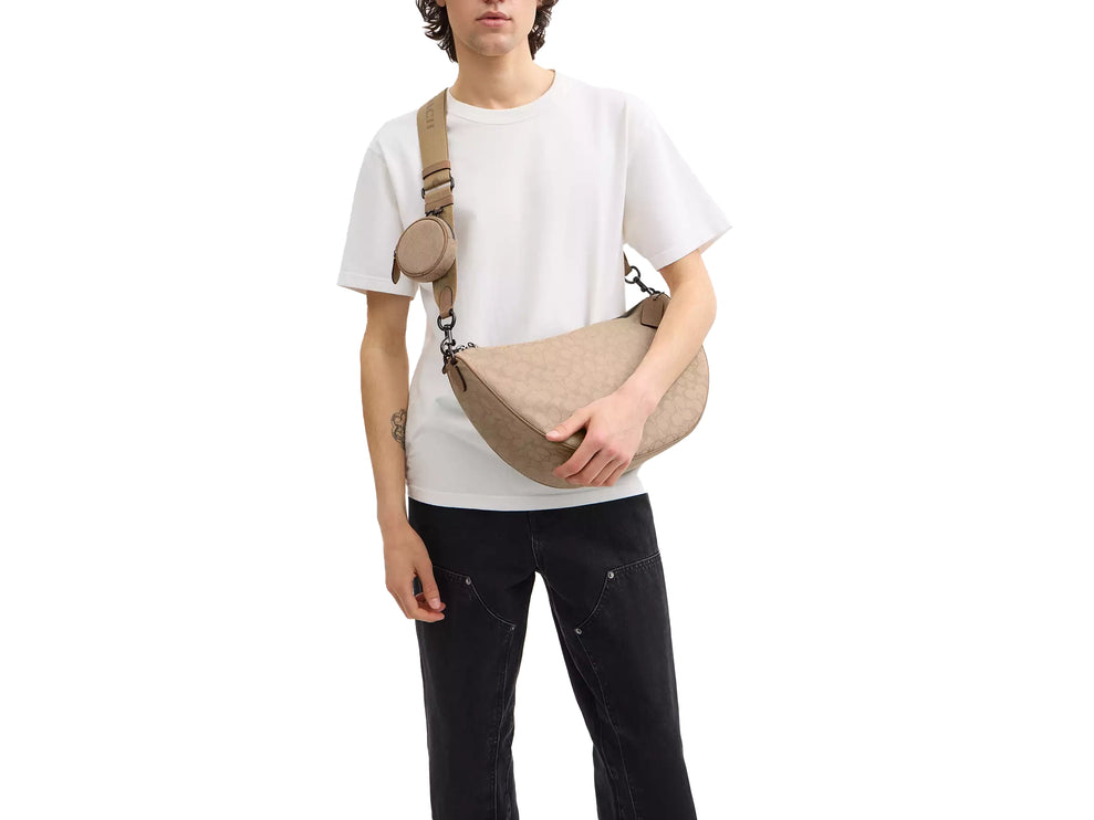 Coach Unisex Hall Soft Sling Bag 45 In Signature Jacquard Khaki