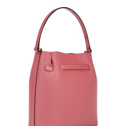 Michael Kors Women's Carson Medium Pebbled Leather Convertible Bucket Crossbody Bag Hibiscus/Silver