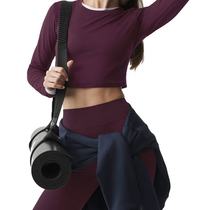 alo Women's Alosoft Crop Finesse Long Sleeve Rich Bordeaux