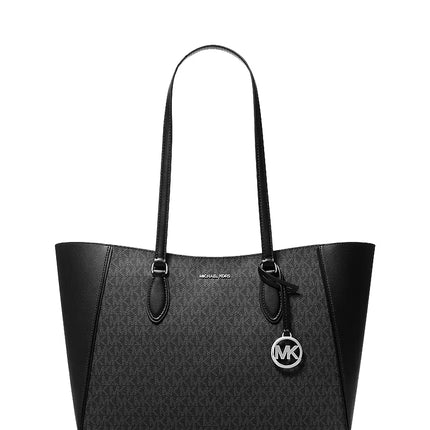 Michael Kors Women's Jet Set Travel Large 3-in-1 Signature Logo Tote Bag Black/Silver