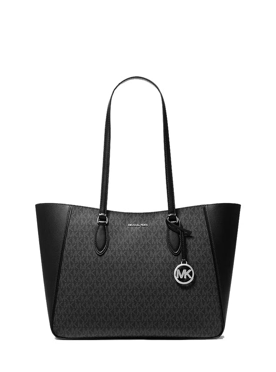 Michael Kors Women's Jet Set Travel Large 3-in-1 Signature Logo Tote Bag Black/Silver