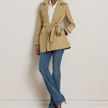 Polo Ralph Lauren Women's Double-Breasted Cotton-Blend Trench Coat Birch Tan