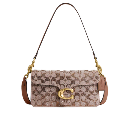 Coach Women's Tabby Shoulder Bag 26 In Crystal Signature Jacquard Brass/Mushroom