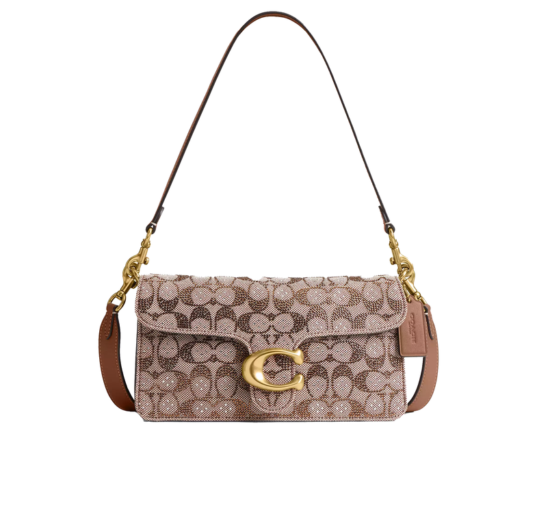 Coach Women's Tabby Shoulder Bag 26 In Crystal Signature Jacquard Brass/Mushroom
