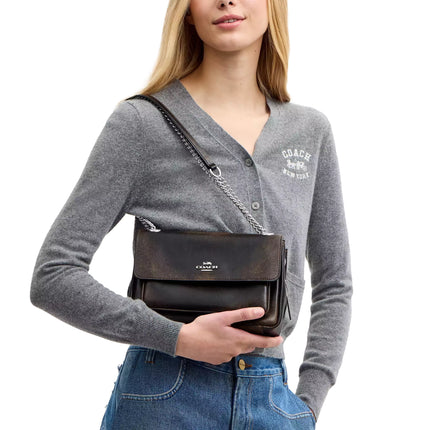 Coach Women's Elodie Crossbody Bag 24 In Loved Leather Silver/Black Brown