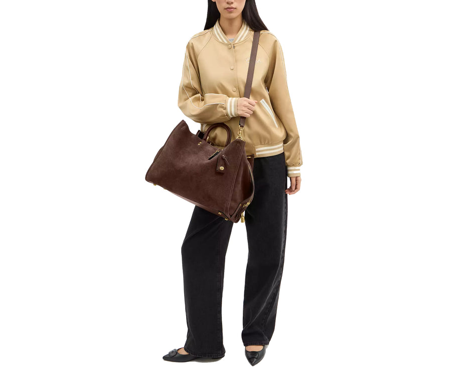 Coach Women's Rogue Bag 40 Suede/Brass/Dark Chocolate