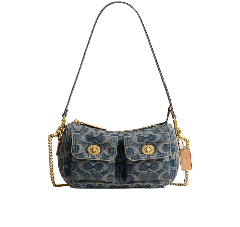 Coach Women's Twin Turnlock Waverly Bag In Signature Regenerative Cotton Denim Brass/Denim