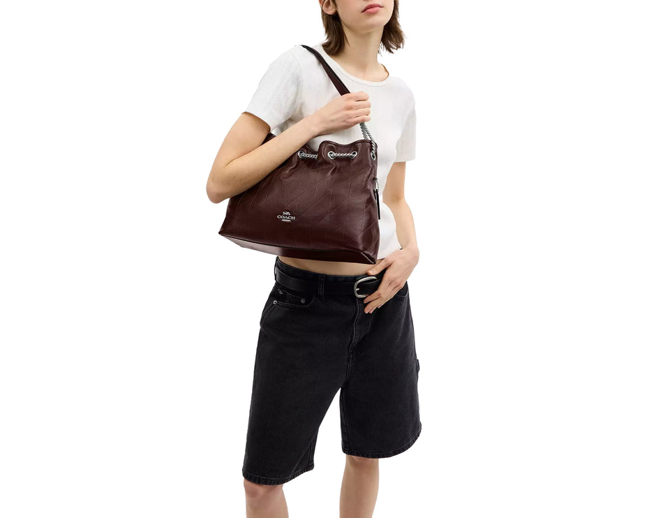 Coach Women's Evelyn Shoulder Bag With Quilting Silver/Maple