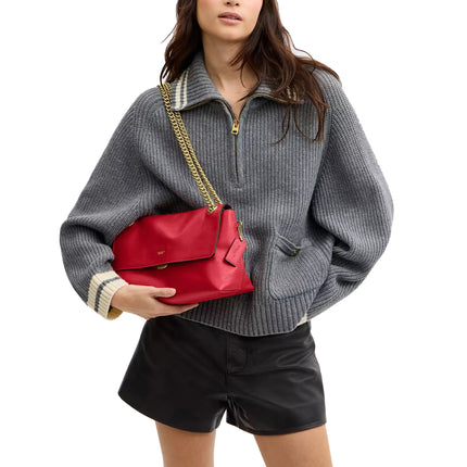 Coach Women's Chelsea Shoulder Bag 30 With Chain Brass/Scarlet