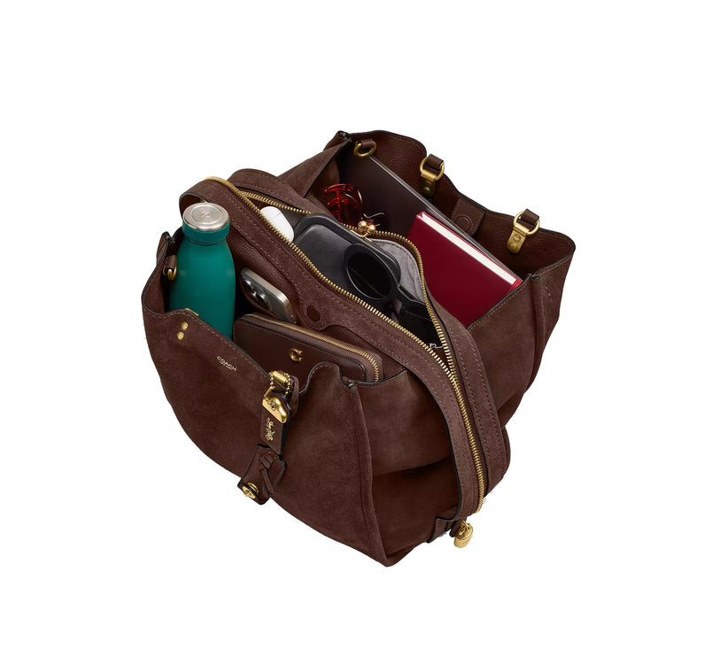 Coach Women's Rogue Bag 40 Suede/Brass/Dark Chocolate