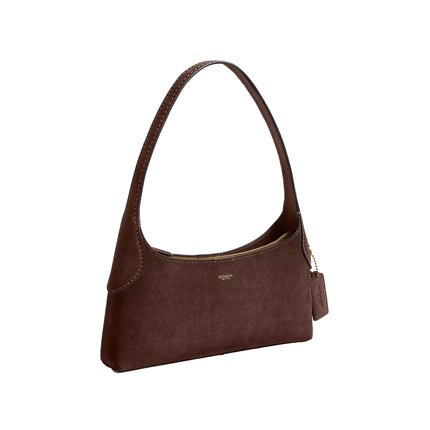 Coach Women's Brooklyn Shoulder Bag 26 Suede/Brass/Dark Chocolate