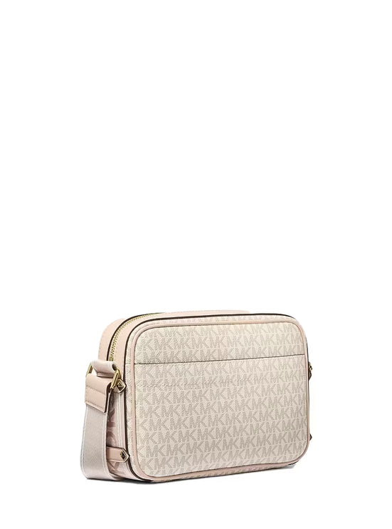 Michael Kors Women's Maeve Large Signature Logo Crossbody Bag Vanilla/Soft Pink