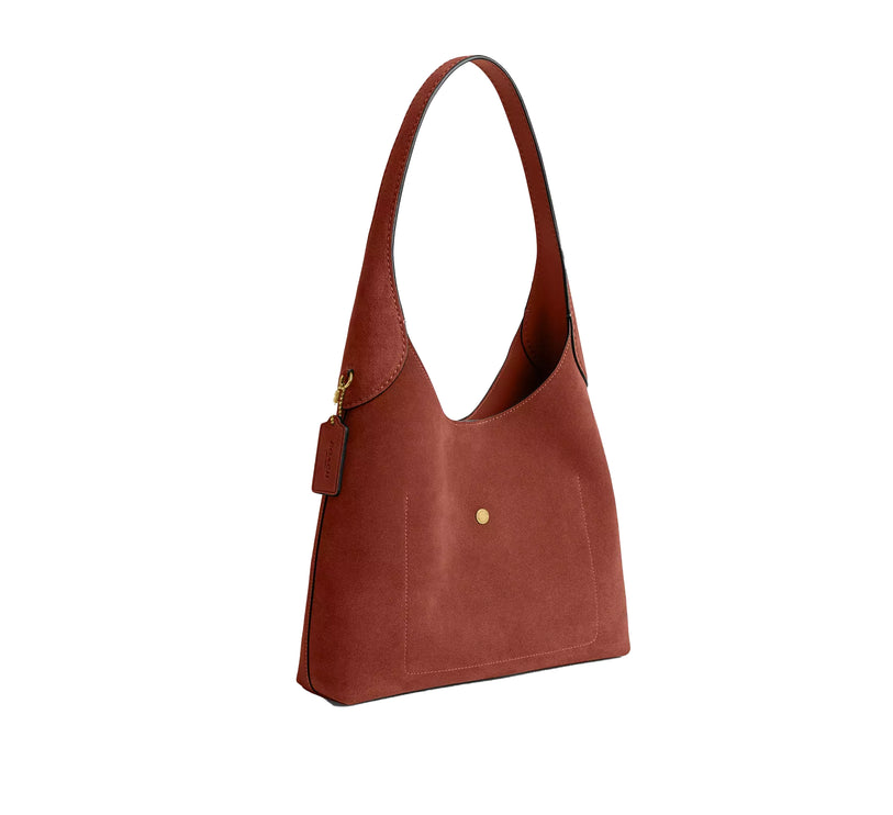 Coach Women's Brooklyn Shoulder Bag 28 Suede/Brass/Clay