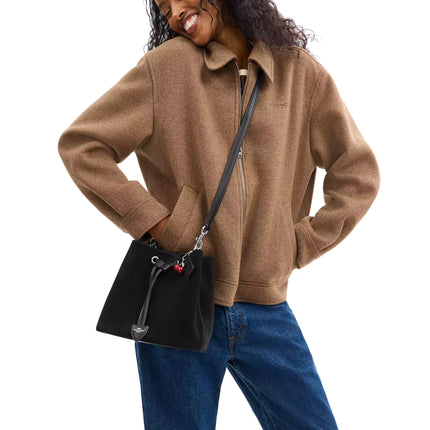 Coach Women's Rowan Bucket Bag With Cherry Charm Black/Silver