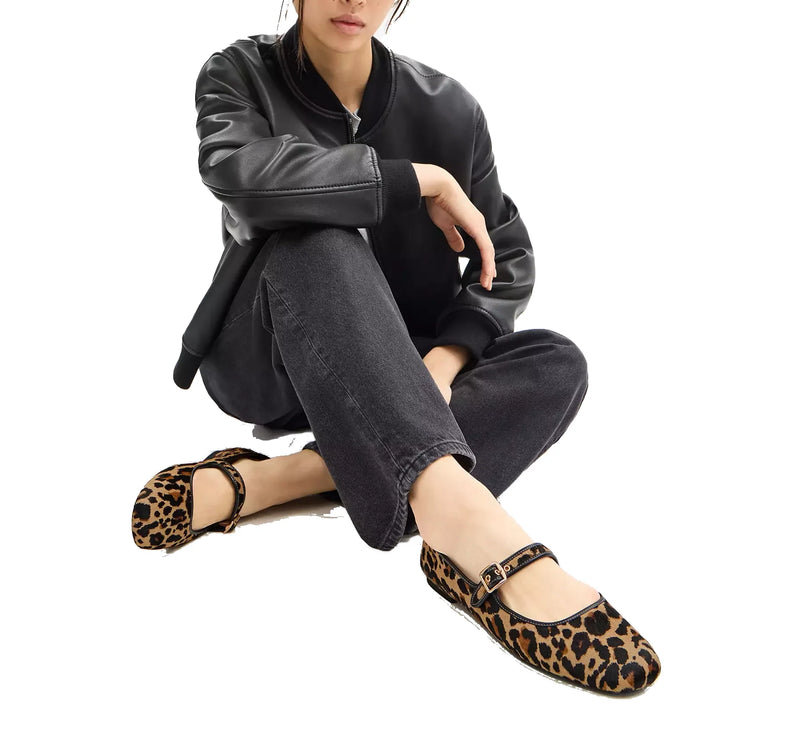 Coach Women's C Rivet Mary Jane With Leopard Print Tan/Black