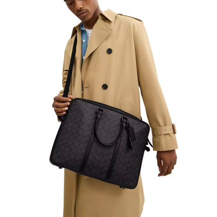 Coach Unisex Metropolitan Workbag In Signature Canvas Charcoal