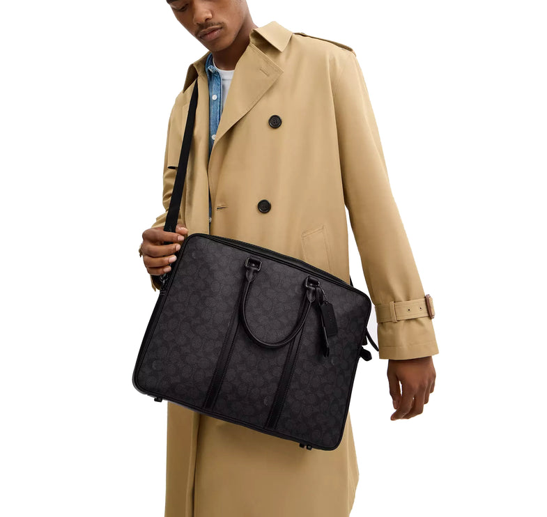 Coach Unisex Metropolitan Workbag In Signature Canvas Charcoal