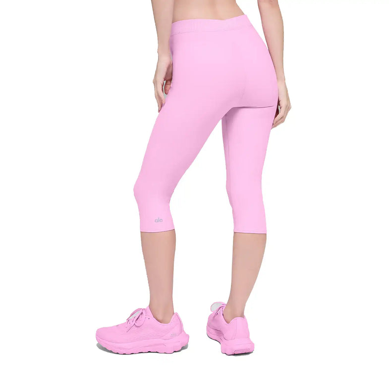 alo Women's Alosoft High-Waist Iconic 90's Capri Candy Heart Pink