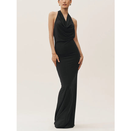 alo Women's Summer Soiree Halter Maxi Dress Black