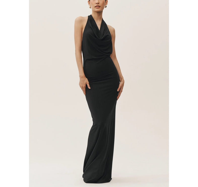 alo Women's Summer Soiree Halter Maxi Dress Black