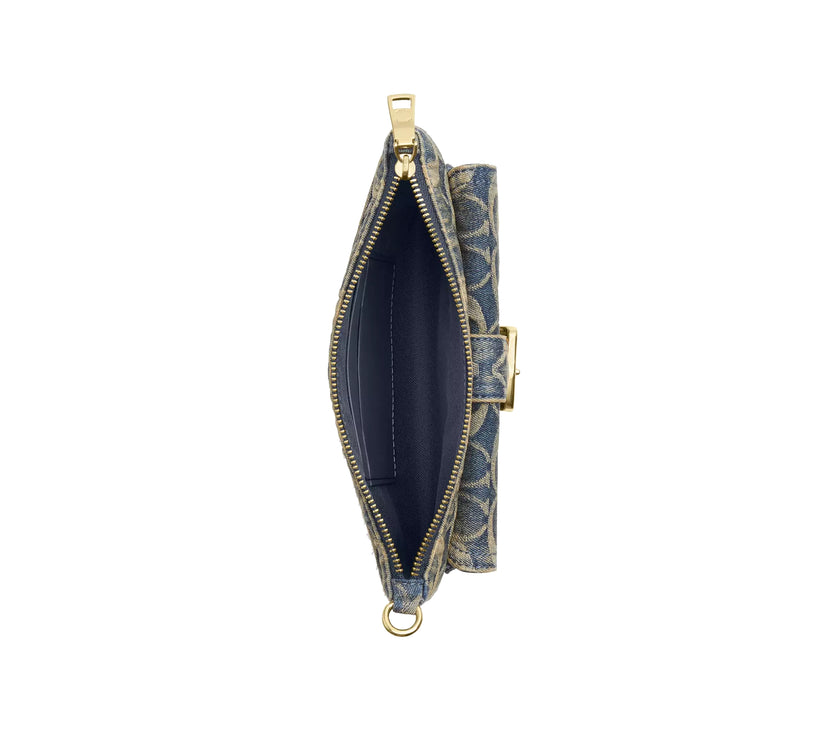 Coach Women's Ashton Wristlet In Signature Regenerative Cotton Denim Gold/Denim