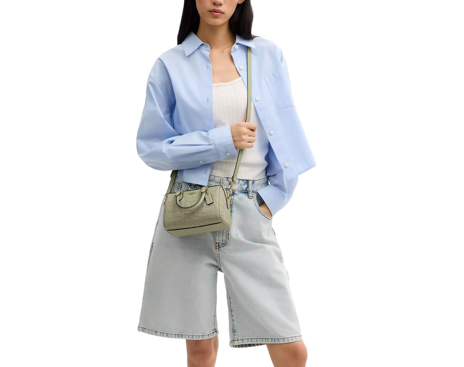 Coach Women's Mini Rowan Crossbody Bag In Signature Leather Gold/Pistachio