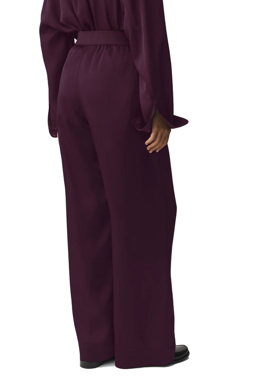 alo Women's Satin High-Waist Smooth Talker Pant (Regular) Rich Bordeaux